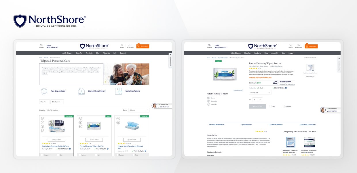 Northshore Care Home Page & Product Page